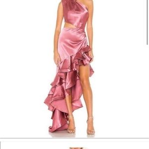 Bronx & Banco Gown Rose Satin Ruffled Dress Sexy